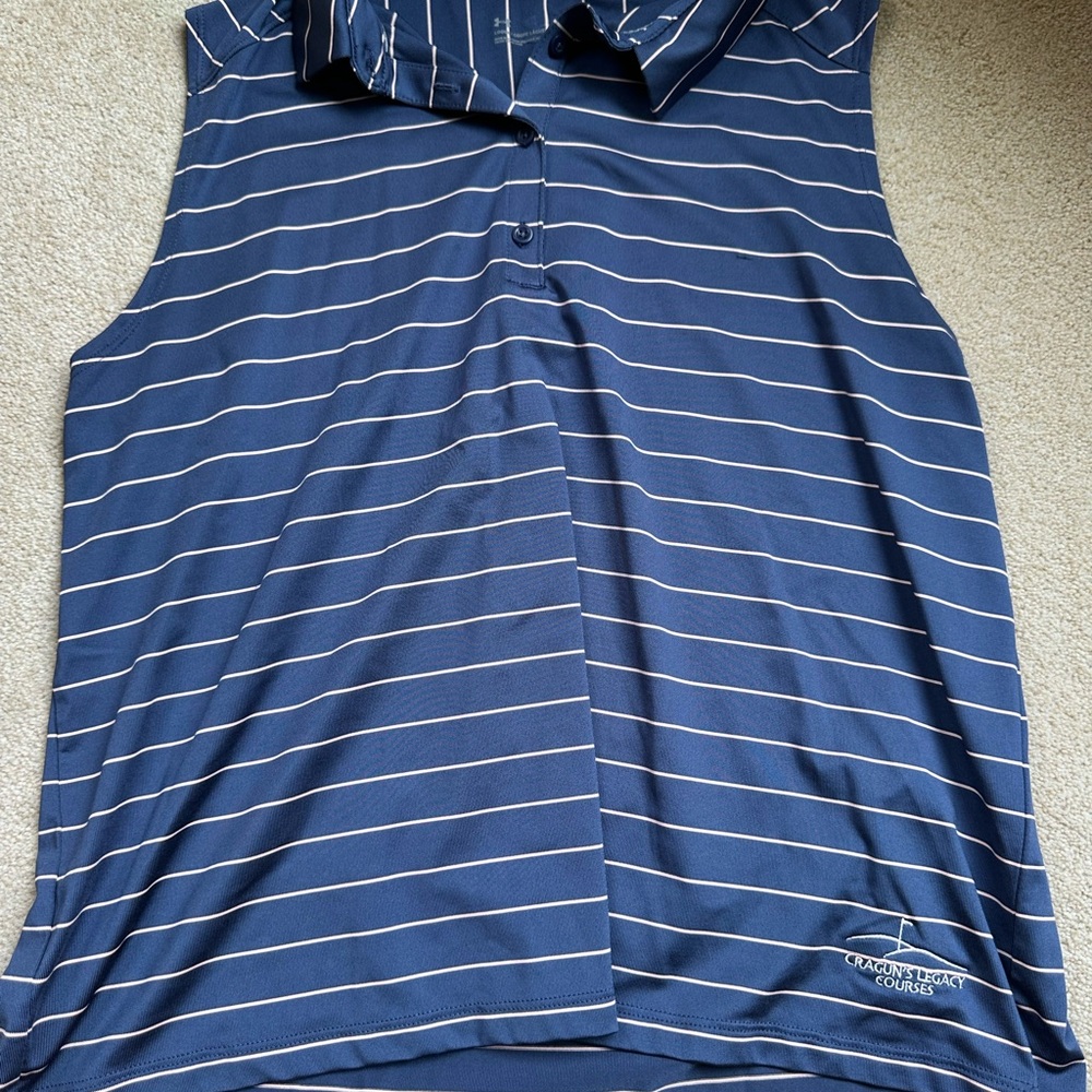 Under Armour Navy Striped Sleeveless Polo